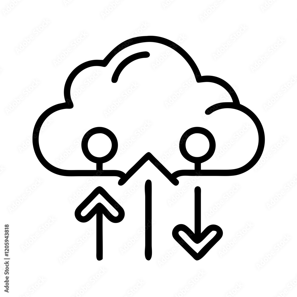 cloud function icon, cloud function line art - simple line art of cloud function, perfect for cloud function logos and icons cloud function icon, cloud function line art - simple line art of cloud function, perfect for cloud function logos and icons