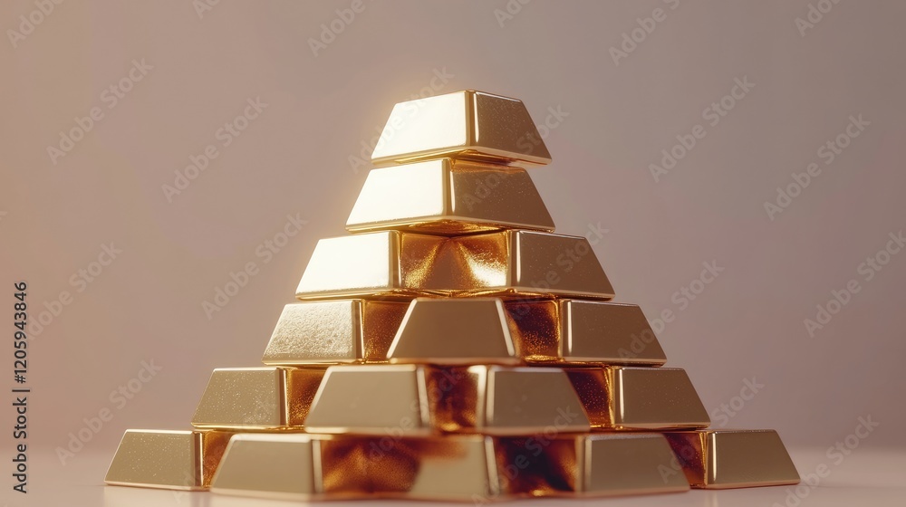 Golden bars form a pyramid shape a symbol of wealth Golden bars form a pyramid shape a symbol of wealth