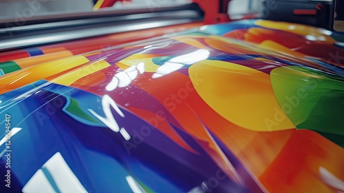 Vibrant Colorful Roll Printing Process In Progress photo