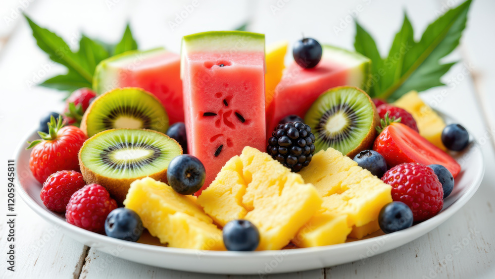 A refreshing fruit platter with a focus on healthy detox options. A refreshing fruit platter with a focus on healthy detox options.