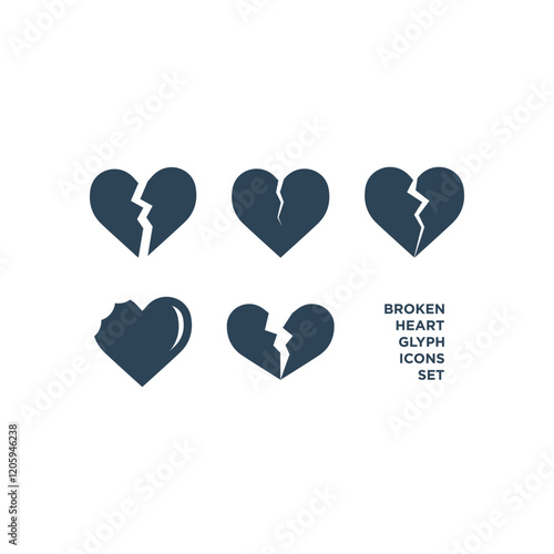 Broken heart icons set flat vector