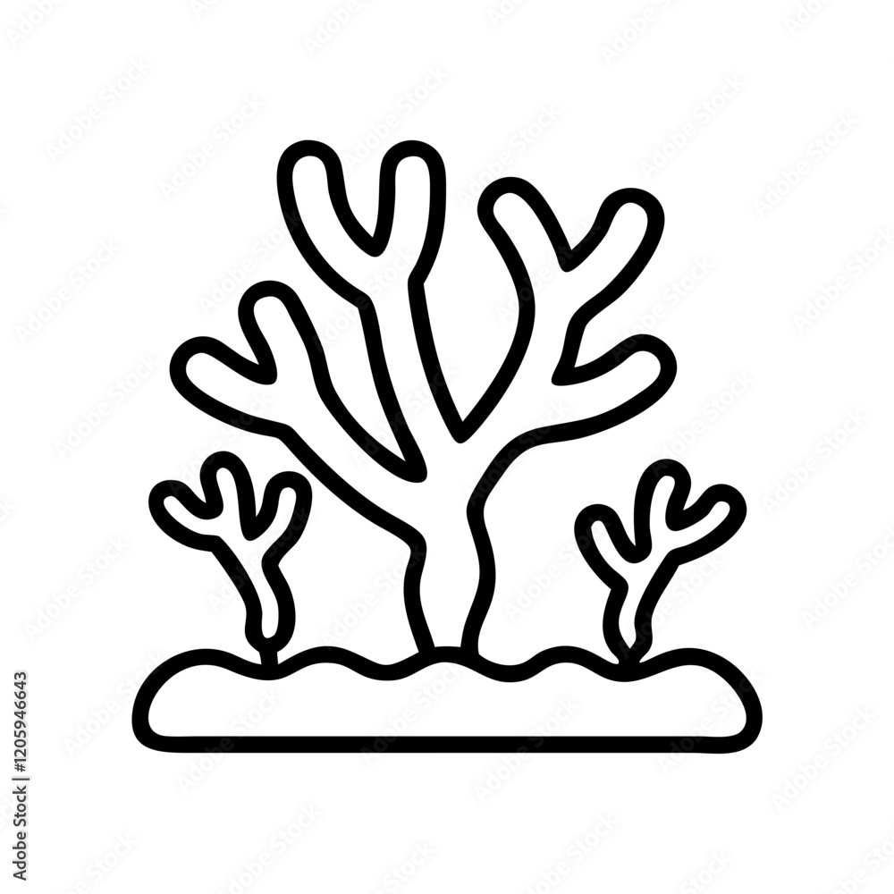 Obraz premium coral reef icon, coral reef line art - simple line art of coral reef, perfect for coral reef logos and icons