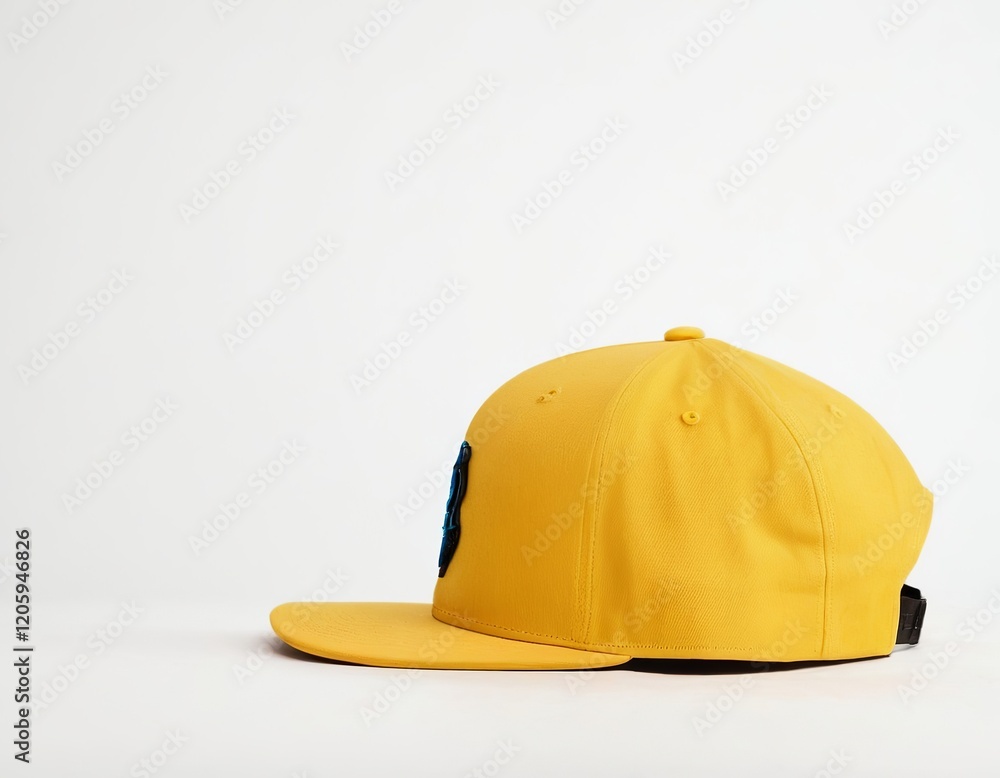 Fototapeta premium A vibrant yellow snapback cap featuring a cool design on the front.