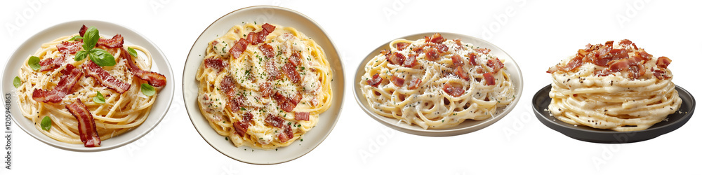 Set of a plate of classic spaghetti isolated on transparent background Set of a plate of classic spaghetti isolated on transparent background