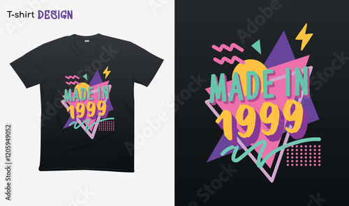 "Made in 1999" Retro vintage 90s - Vintage retro . Vintage retro birthday. Retro vintage color shirt T-shirt mock up vector. Eps 10 vector
