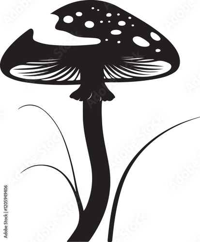 mushroom silhouette, mushroom vector image.