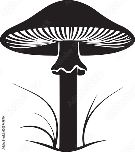 mushroom silhouette, mushroom vector image.