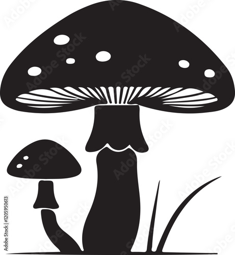 mushroom silhouette, mushroom vector image.
