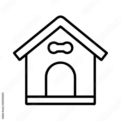 dog kennel icon, dog kennel line art - simple line art of dog kennel, perfect for dog kennel logos and icons