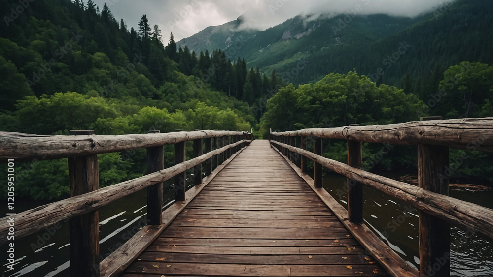 Small wooden bridge to the forest. Nature, forest background. Small wooden bridge to the forest. Nature, forest background.