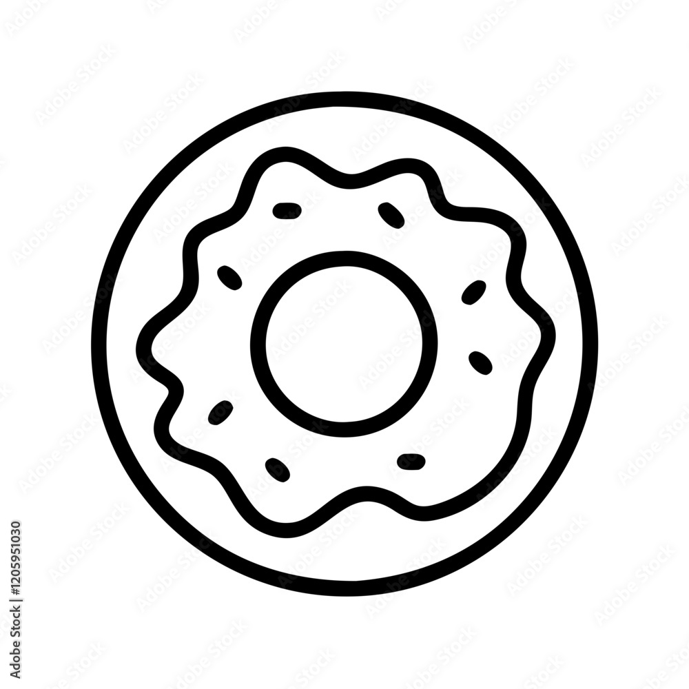 donut icon, donut line art - simple line art of donut, perfect for donut logos and icons