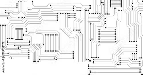 Circuit board seamless pattern, vector background. Microchip technology electronics wallpaper repeat design.