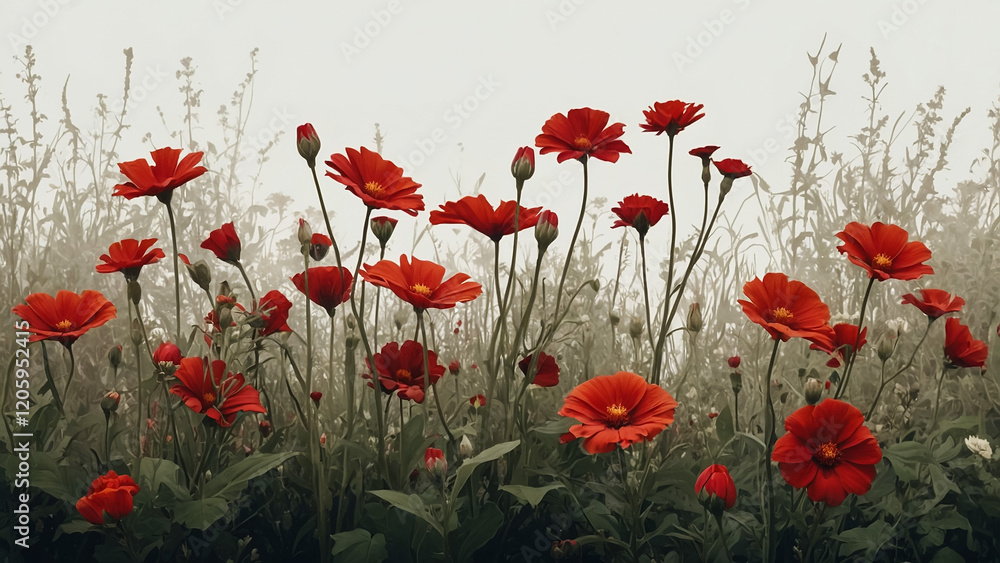 Obraz premium Beautiful summer day. Red poppy field.