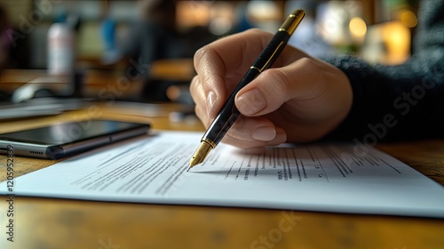 Wallpaper Mural Hand signing document with fountain pen Torontodigital.ca