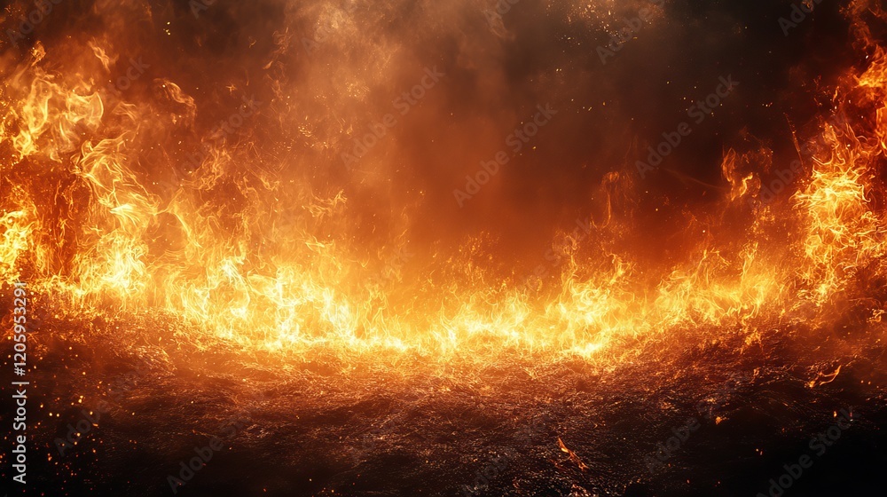 Intense Flames Illuminating the Darkness Creating an Atmosphere of Warmth and Mystery in the Night Intense Flames Illuminating the Darkness Creating an Atmosphere of Warmth and Mystery in the Night