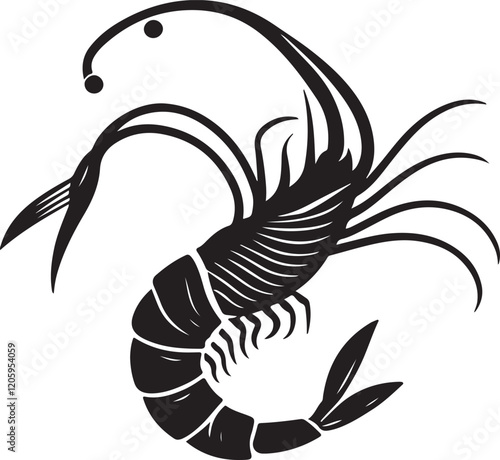 the shrimp silhouette, shrimp vector image