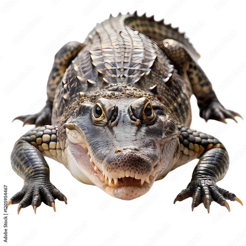 Fototapeta premium Powerful Alligator on Pristine White Background, Perfect for Design Projects and Presentations wild 