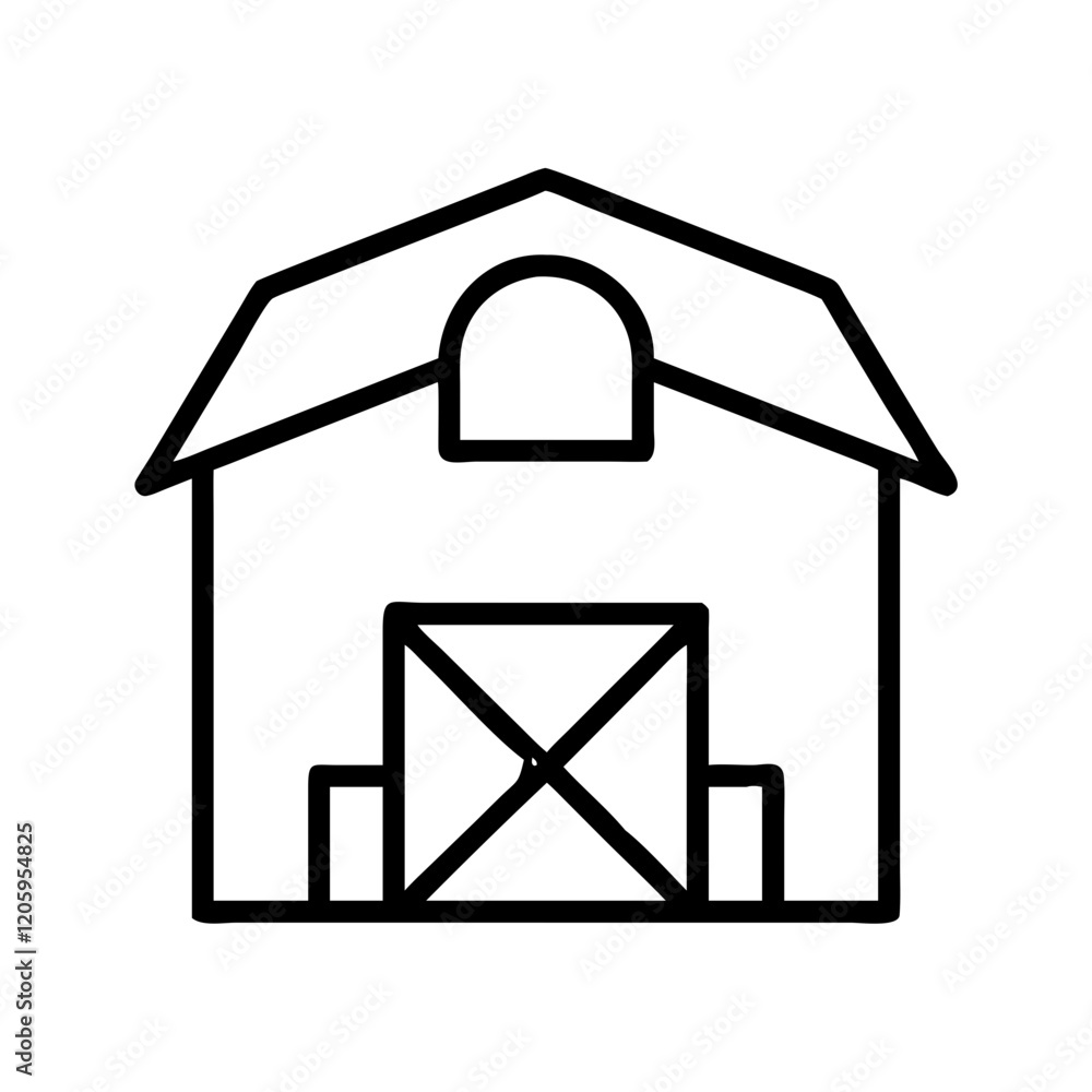 farmhouse icon, farmhouse line art - simple line art of farmhouse, perfect for farmhouse logos and icons