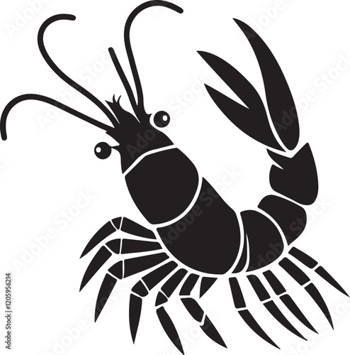 the shrimp silhouette, shrimp vector image