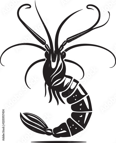 the shrimp silhouette, shrimp vector image