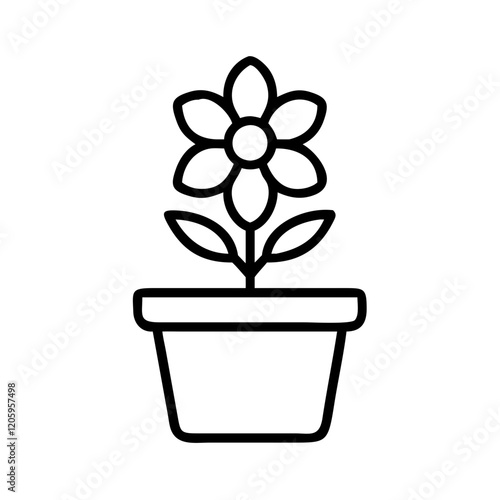 flower pot icon, flower pot line art - simple line art of flower pot, perfect for flower pot logos and icons