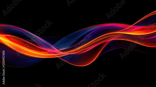 Abstract Colorful Waves Flowing Dark Background