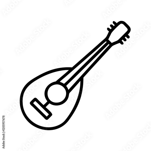folk mandolin icon, folk mandolin line art - simple line art of folk mandolin, perfect for folk mandolin logos and icons