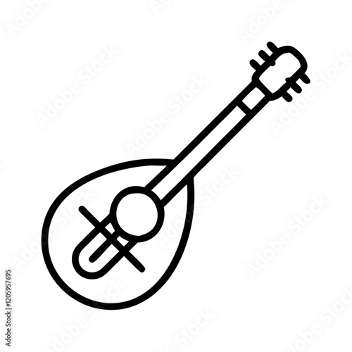 folk mandolin icon, folk mandolin line art - simple line art of folk mandolin, perfect for folk mandolin logos and icons