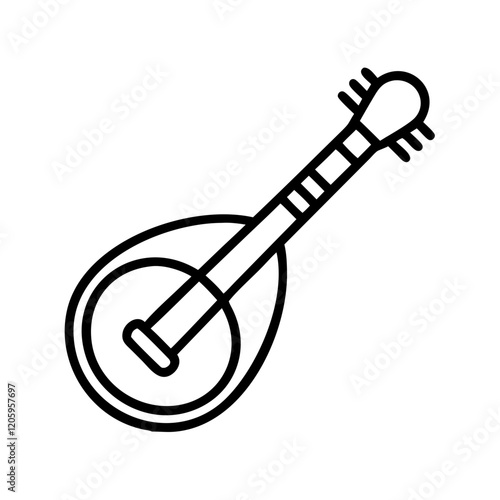folk mandolin icon, folk mandolin line art - simple line art of folk mandolin, perfect for folk mandolin logos and icons