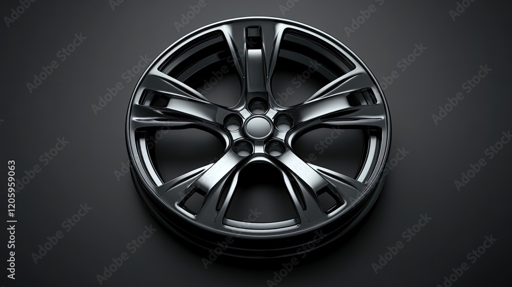 Obraz premium Sleek Black Alloy Wheel Design Automotive Rim