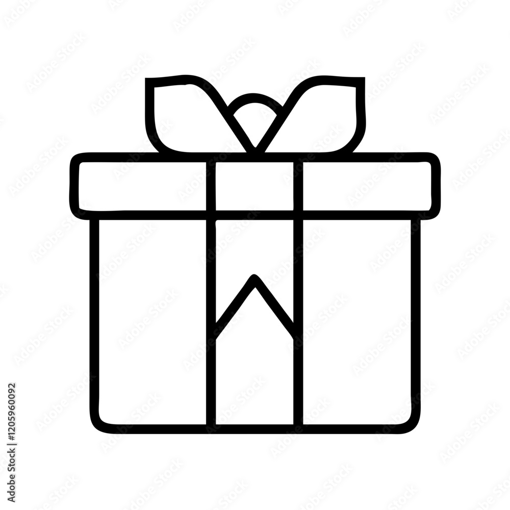 gift box icon, gift box line art - simple line art of gift box, perfect for gift box logos and icons