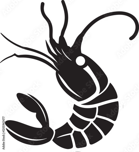 the shrimp silhouette, shrimp vector image