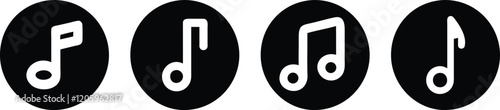 Music notes icon set, Music key flat symbol, vector illustration.