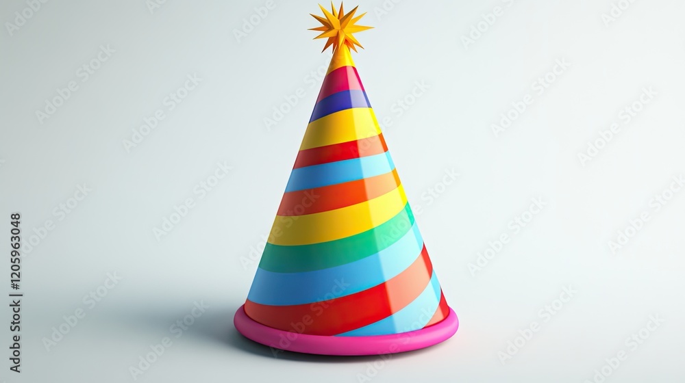 A Colorful Striped Party Hat With A Star A Colorful Striped Party Hat With A Star