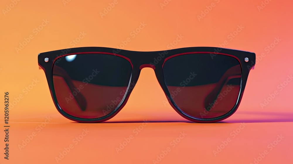 Black Sunglasses on an Orange Background Black Sunglasses on an Orange Background