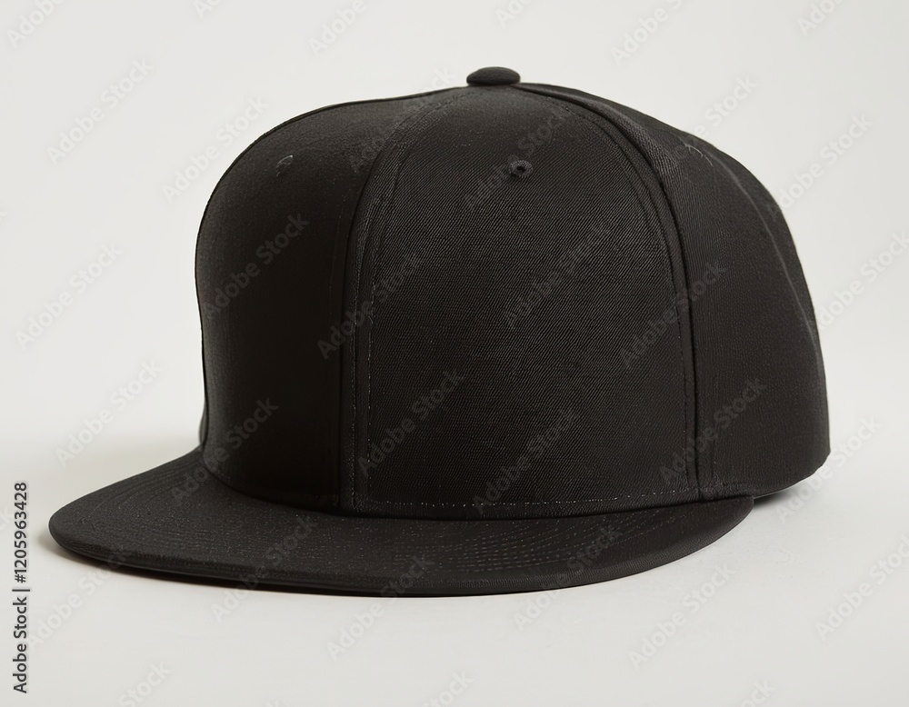 Fototapeta premium Stylish black baseball cap on a light background; perfect for casual outings and streetwear.