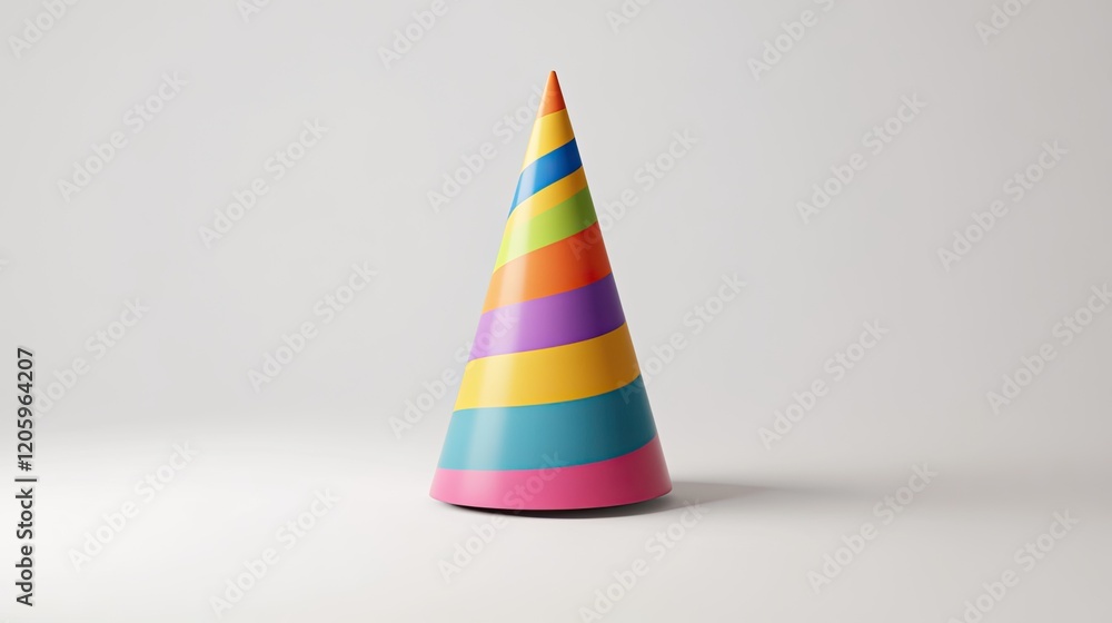 A Rainbow Striped Party Hat Stands Alone A Rainbow Striped Party Hat Stands Alone
