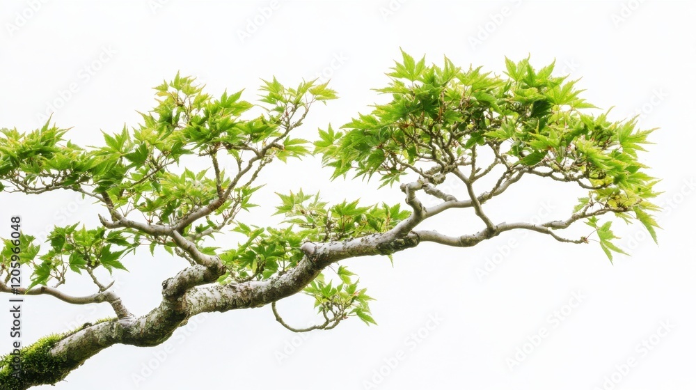 A tree with green leaves is shown in a white background A tree with green leaves is shown in a white background