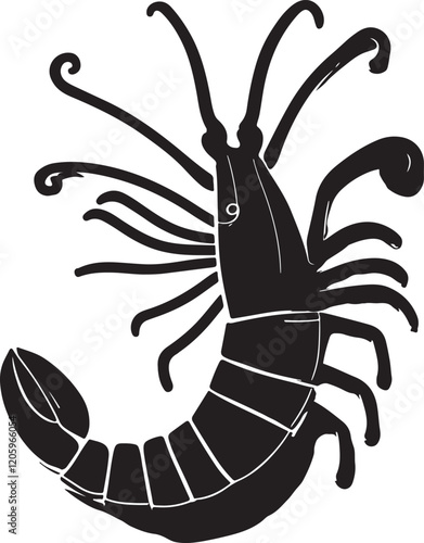 the shrimp silhouette, shrimp vector image