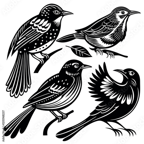 seamless pattern with beautiful silhouettes birds set vector Design. photo