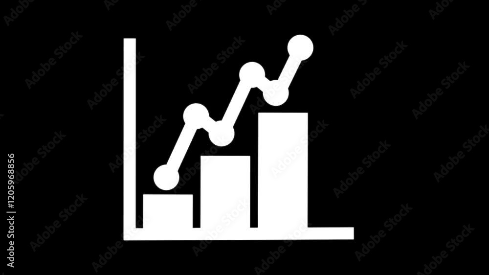 White color three bar business growing graph animation White color three bar business growing graph animation