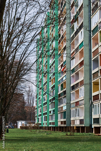 Old apartment building,  70s with balcony