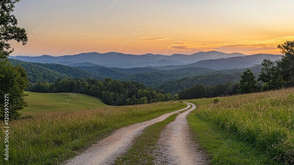 Country Road Winding Through Appalachian Mountain Sunset Country Road Winding Through Appalachian Mountain Sunset