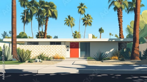 1. **Palm Trees and Modern Mid-Century Architecture in Palm Springs, California**
