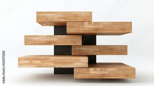 Wallpaper Mural Modern bookshelf asymmetrical wooden panels in contemporary indoor furniture design Torontodigital.ca