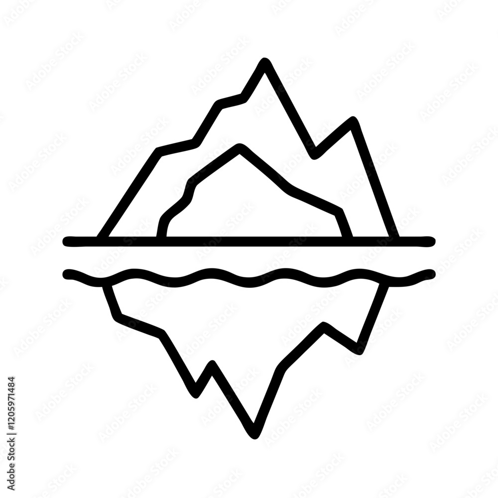iceberg icon, iceberg line art - simple line art of iceberg, perfect for iceberg logos and icons iceberg icon, iceberg line art - simple line art of iceberg, perfect for iceberg logos and icons