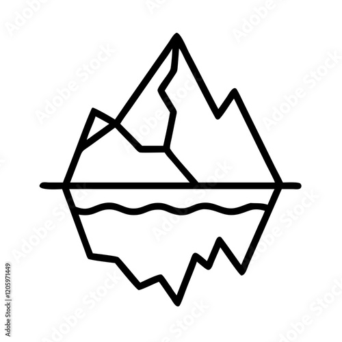iceberg icon, iceberg line art - simple line art of iceberg, perfect for iceberg logos and icons