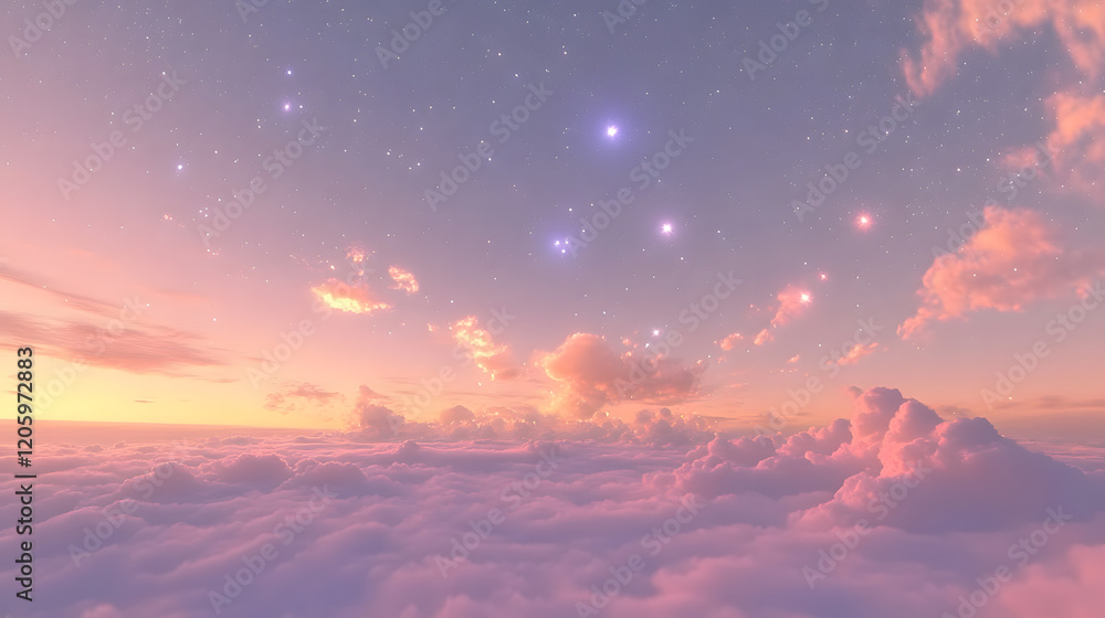 Fototapeta premium A radiant sunset spreading warm hues across the sky and clouds.