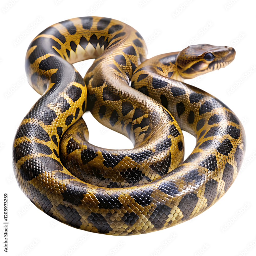 Obraz premium Powerful Anaconda: Striking Pose on Pristine White Background, Perfect for Print, Web, or Design 