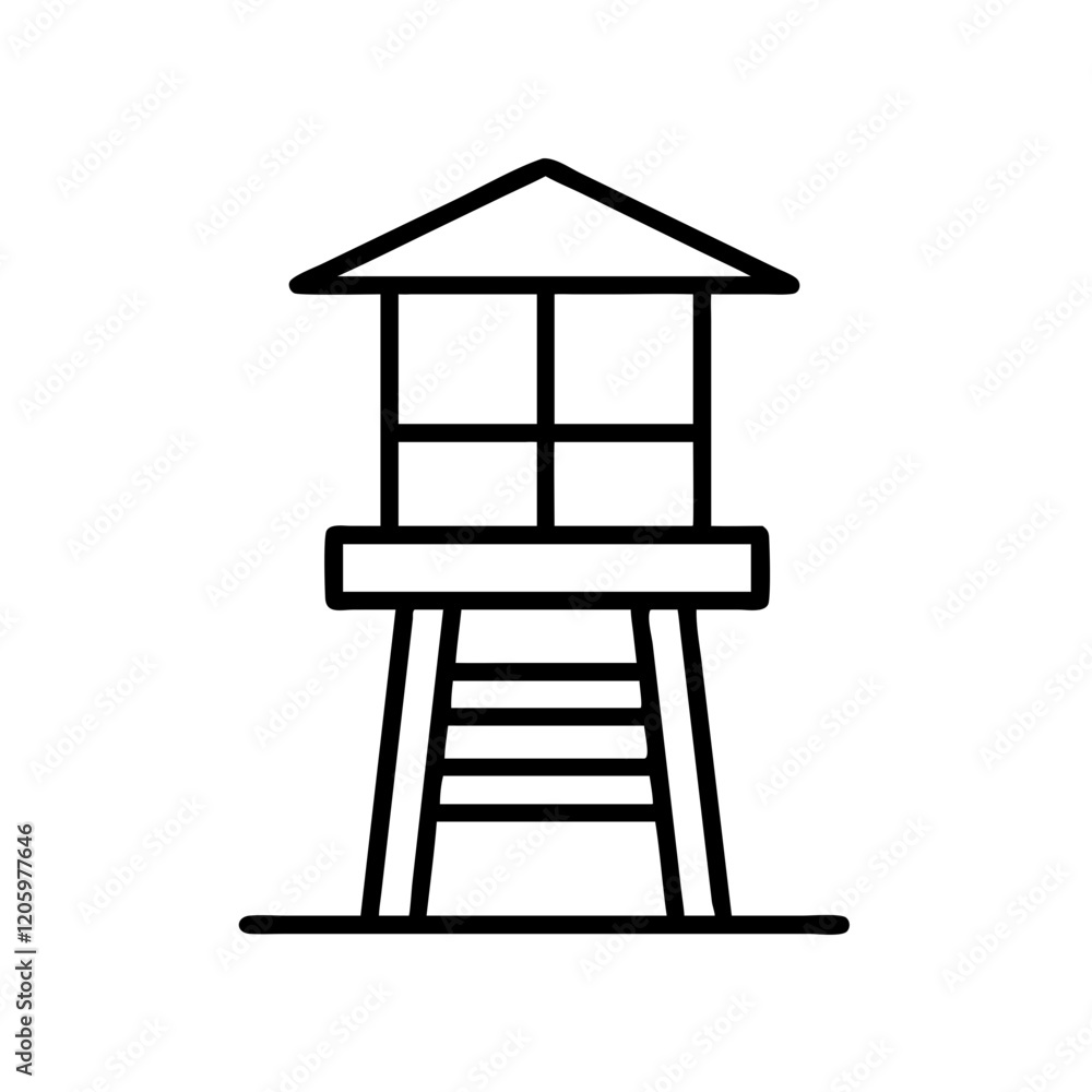 lifeguard tower icon, lifeguard tower line art - simple line art of lifeguard tower, perfect for lifeguard tower logos and icons lifeguard tower icon, lifeguard tower line art - simple line art of lifeguard tower, perfect for lifeguard tower logos and icons